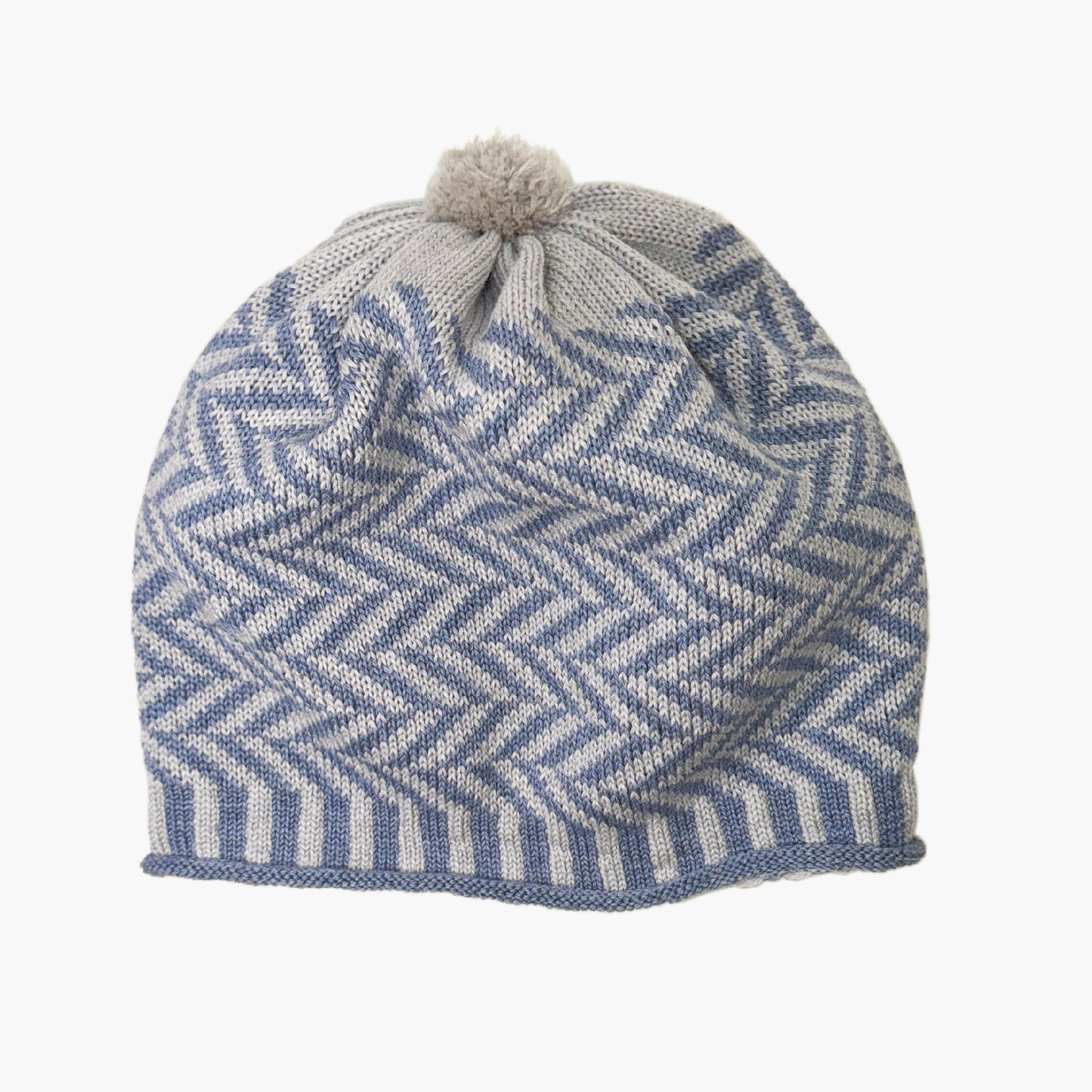 Mütze mit Fischgrätmuster / 100%Schurwolle (Merino)