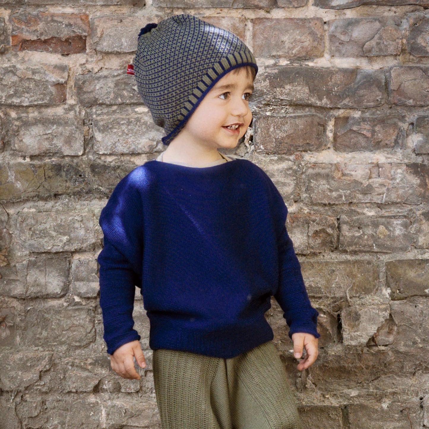 Mütze mit Rauten-Muster / 100%Schurwolle (Merino)