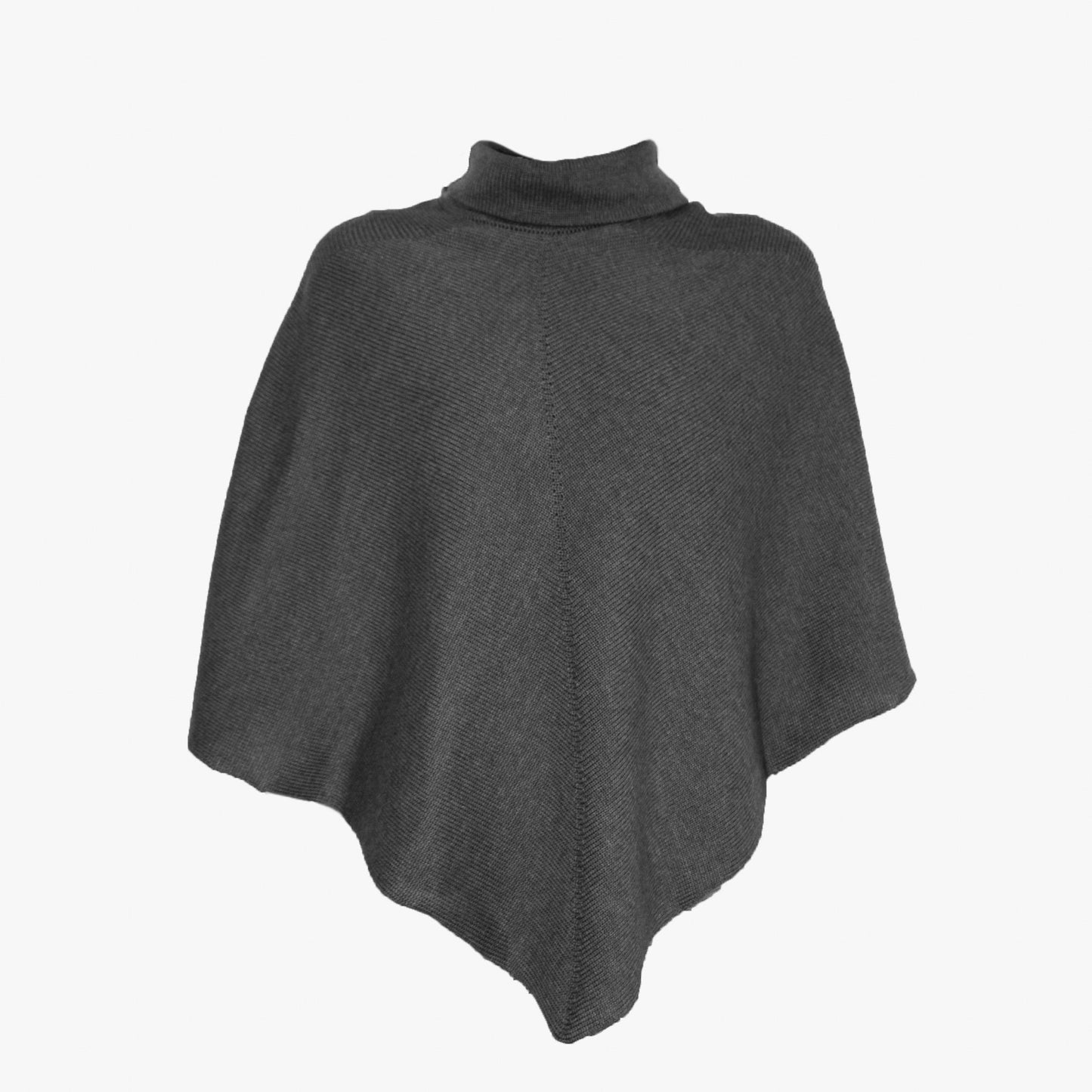 Graues, gestricktes Cape mit Rollkragen