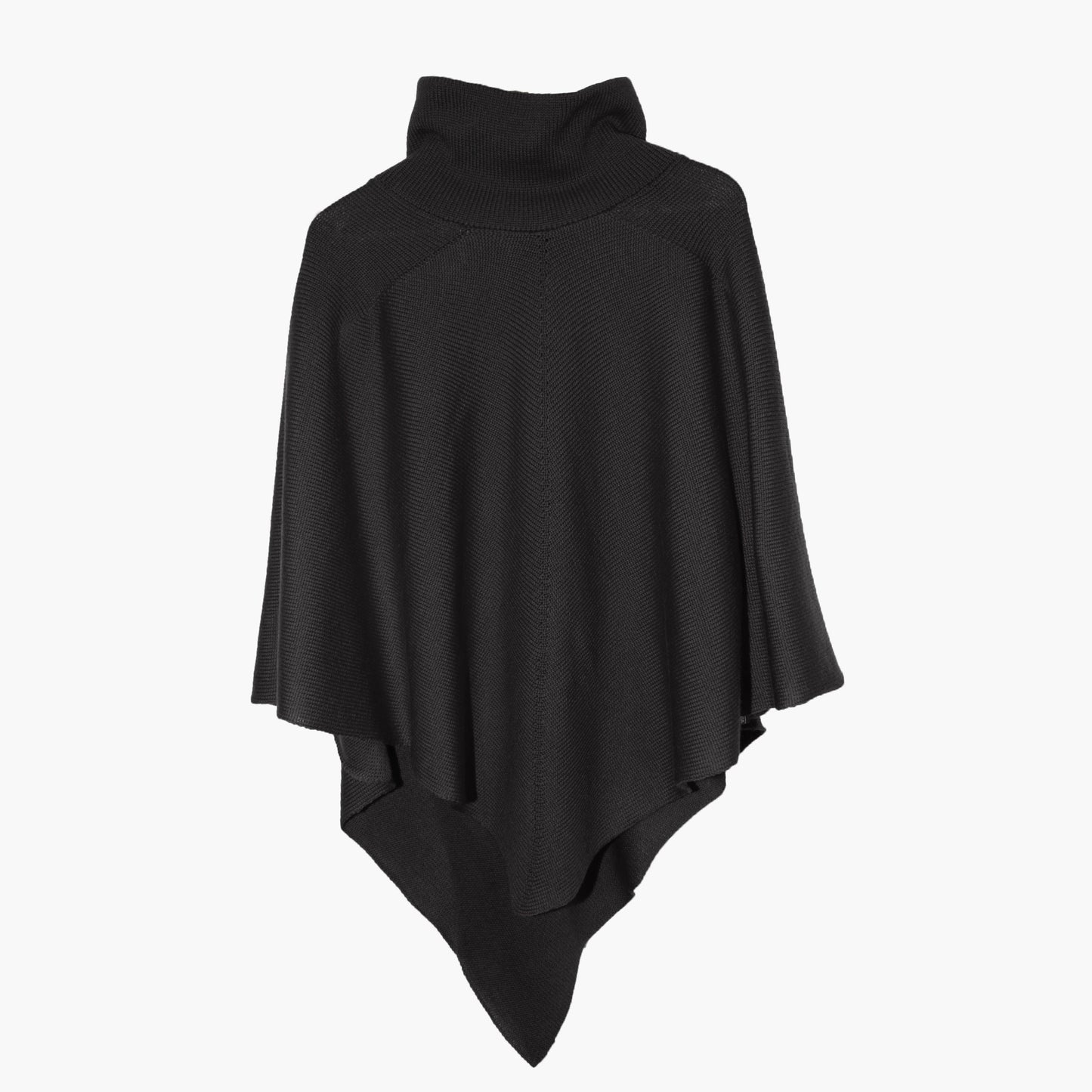 Schwarzes gestricktes Cape mit Rollkragen