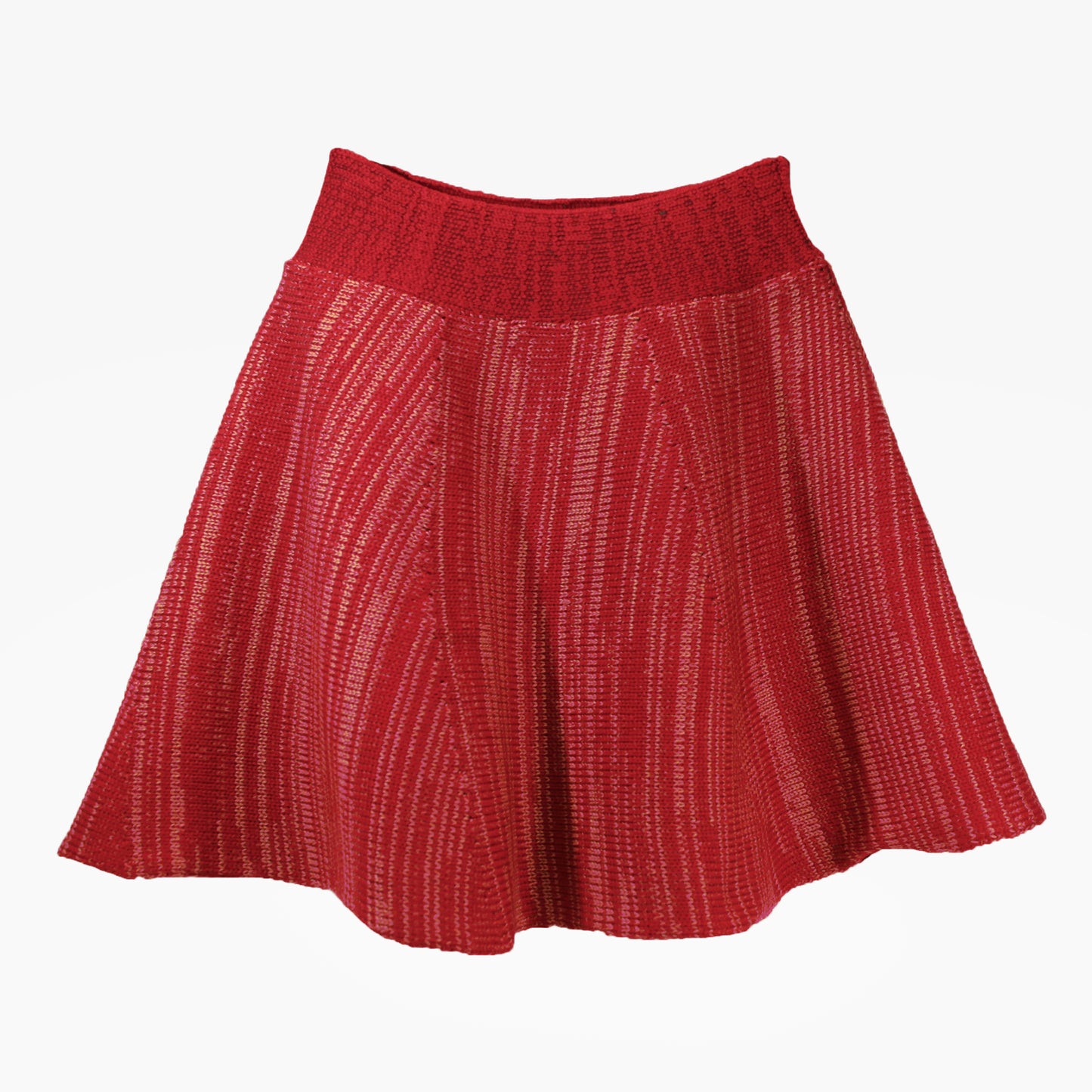 Melierter, ausgestellter Strickrock in Rot/Rosa