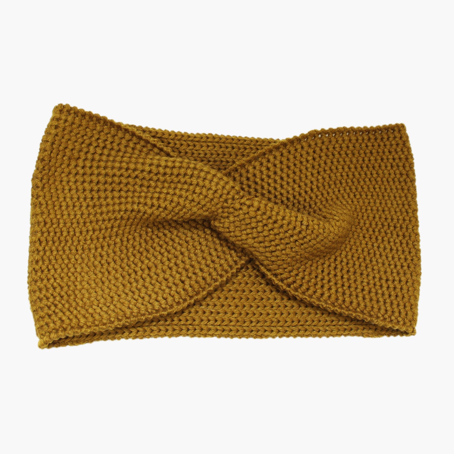 Bronce Farbenes Stirnband mit einer Turban-ähnlichen Verdrehung. Gestrickt im Doubleface Patentmuster, außen Knötchenstruktur und Innen sieht es wie ein klassisch rechts gestricktes Muster aus.