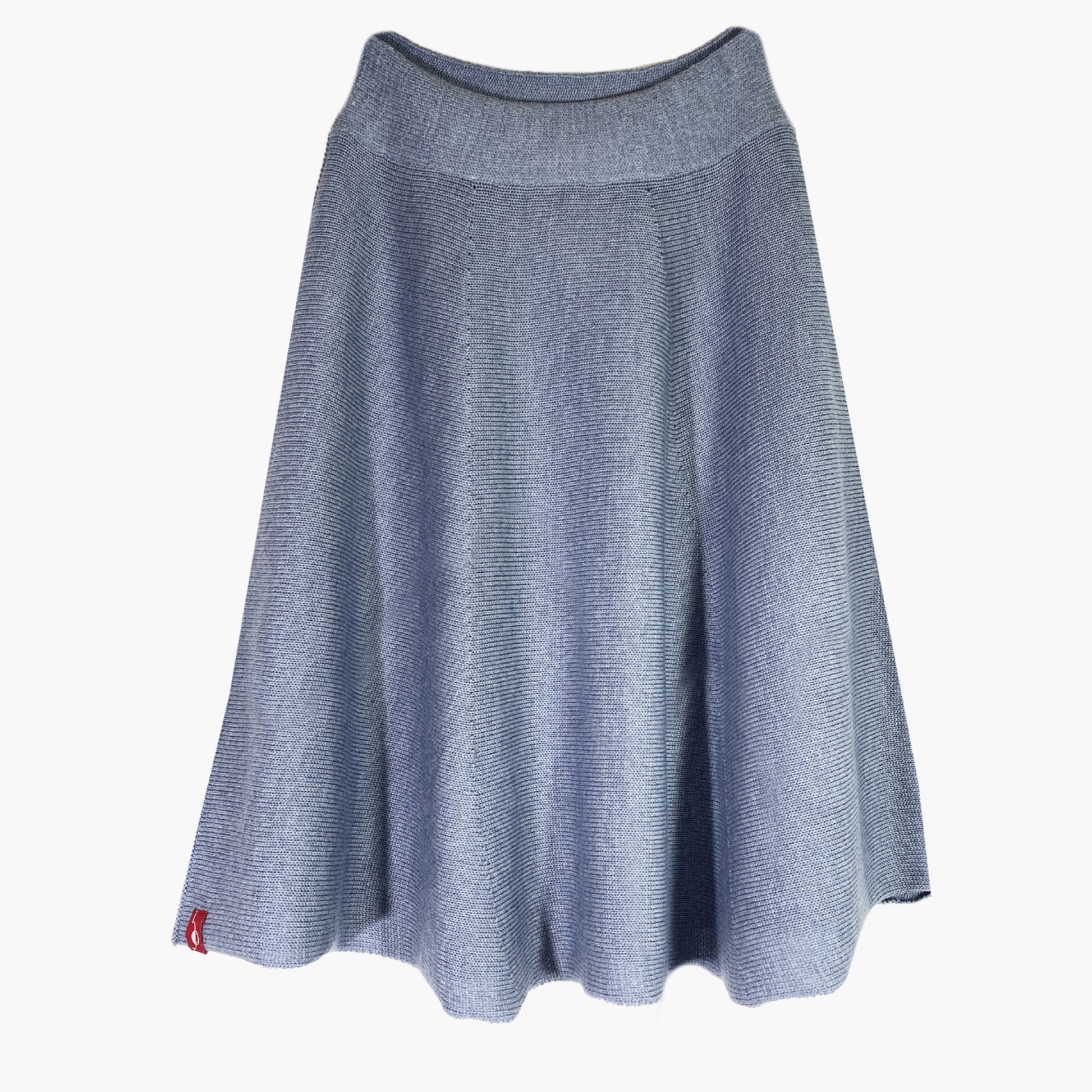 Ausgestellter Midi Strickrock in Graublau