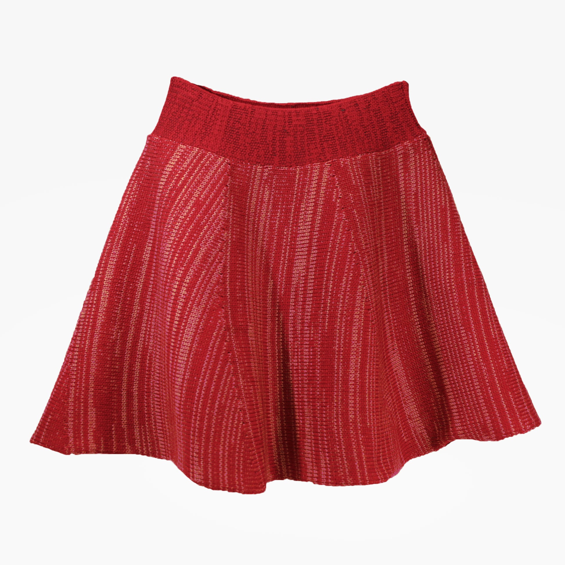 Melierter, ausgestellter Strickrock in Rot/Rosa